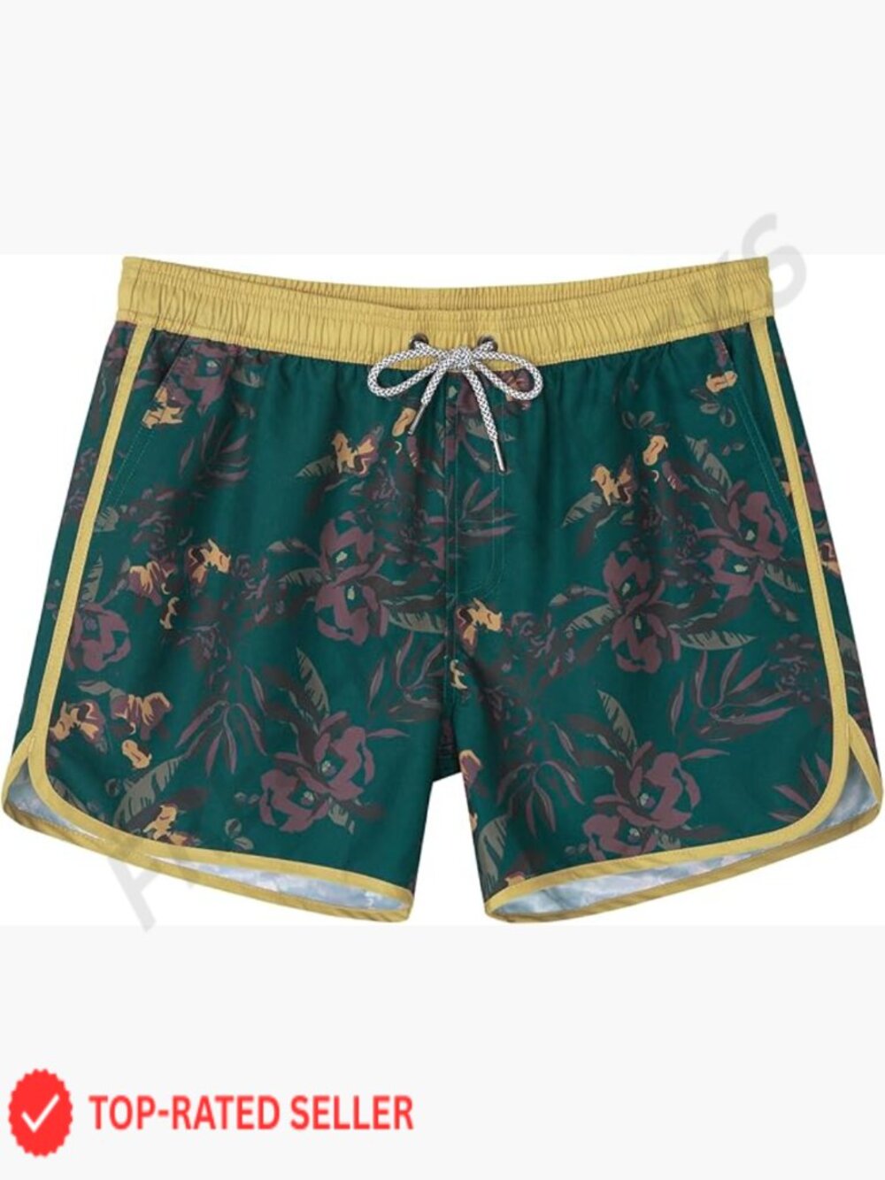 Mens 5 Inch Inseam Quick Dry Swim Trunks with Mesh Lining Vintage Retro Style